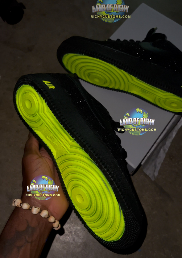 Sparkz VOLT BLK Glitter AF1 W/ Neon Bottom