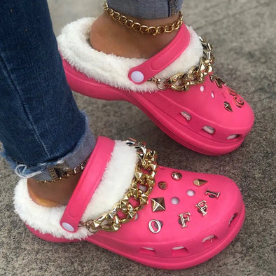 RichyLOGS HOT Pink🎀🧸 "Cozy" Clog Slippers + Charms