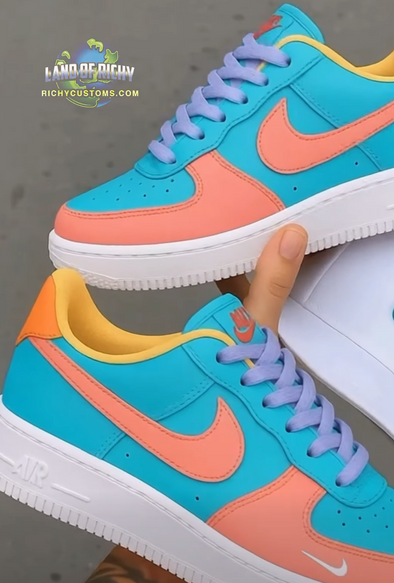 Peach Color Block AF1💜💙🧡