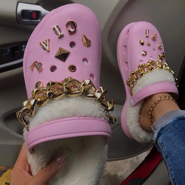 RichyLOGS PINK🌸🧸 "Cozy" Clog Slippers + Charms