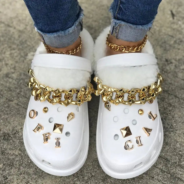 RichyLOGS White CREAM🧸 "Cozy" Clog Slippers + Charms