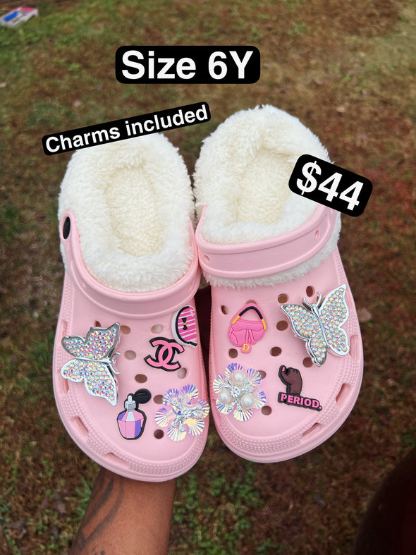 #Richy100 Size 6Y PINK🌸🧸 "Cozy" Clog Slippers + Charms