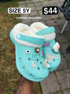 #Richy100 Size 5Y TEAL💎🧸 "Cozy" Clog Slippers + Charms