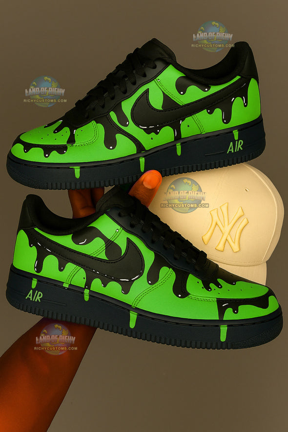 Black & GREEN DRIPELLE AF1🖤 💚🐍