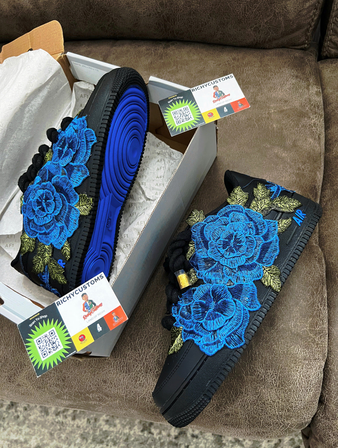Af1 Rip Layers BLK🖤 /Blue ROSE Chunky💙 AF1 LOW – RichyCustoms
